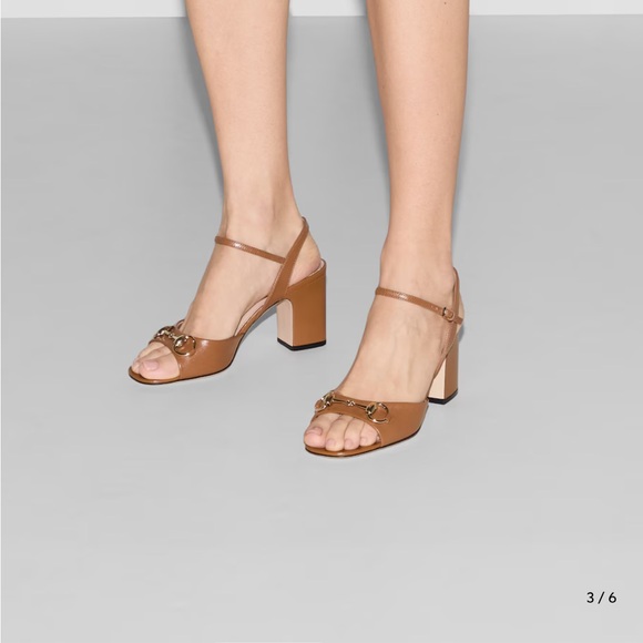 Elegant Tan Heeled Sandals GUCCI LN - Picture 1 of 4